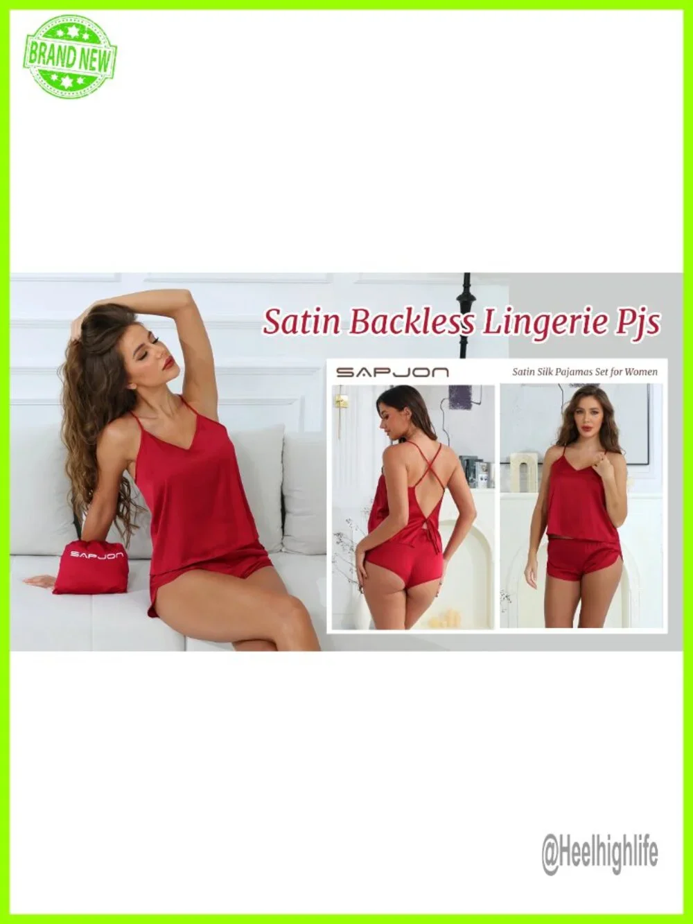 6-Piece Silk Pajama Set with Cami Tops and Shorts Nightwear